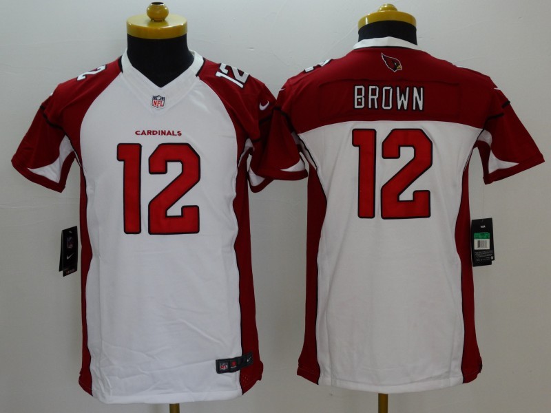 Nike Cardinals 12 John Brown White Limited Youth Jersey