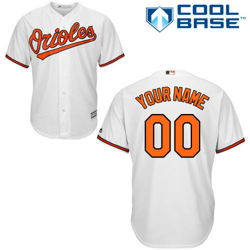 Orioles White Customized Men Cool Base Jersey