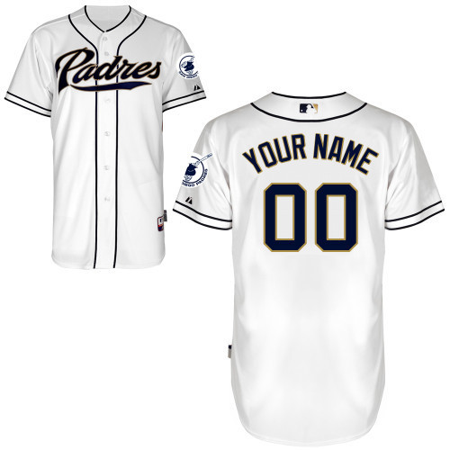 Padres White Customized Men Cool Base Jersey - Click Image to Close