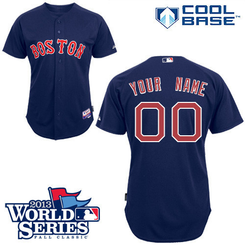 Red Sox Blue Customized Men Cool Base 2013 World Series Jersey - Click Image to Close