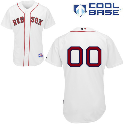 Red Sox White Customized Men Cool Base Jersey - Click Image to Close