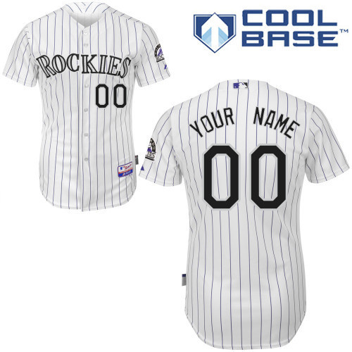 Rockies White Customized Men Cool Base Jersey - Click Image to Close