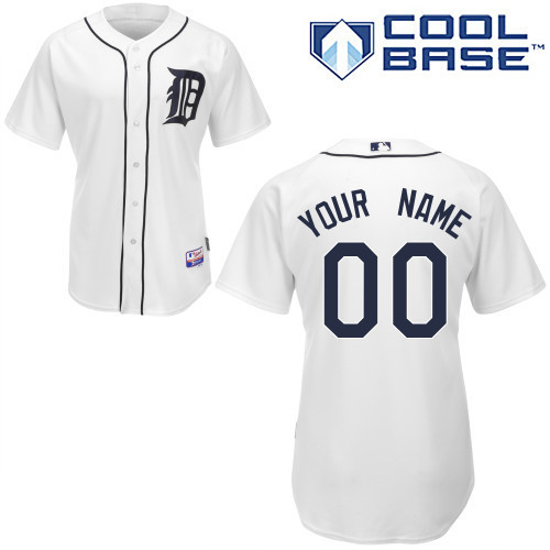 Tigers White Customized Men Cool Base Jersey - Click Image to Close