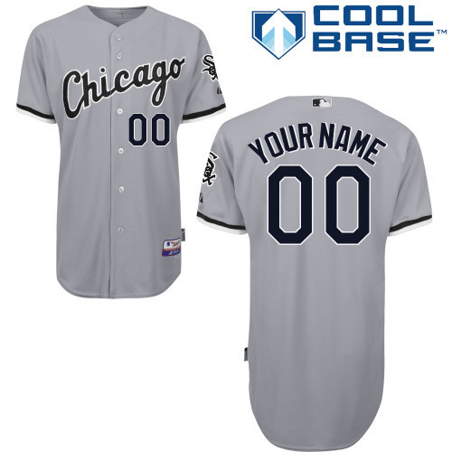 White Sox Grey Customized Men Cool Base Jersey - Click Image to Close