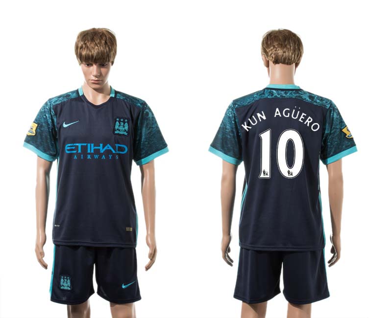 2015-16 Manchester City 10 KUN AGUERO Away Jersey