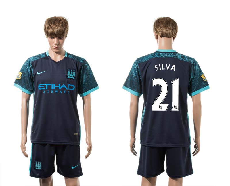 2015-16 Manchester City 21 SILVA Away Jersey