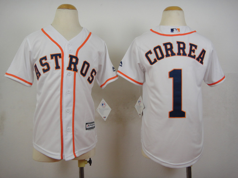 Astros 1 Carlos Correa White Youth New Cool Base Jersey