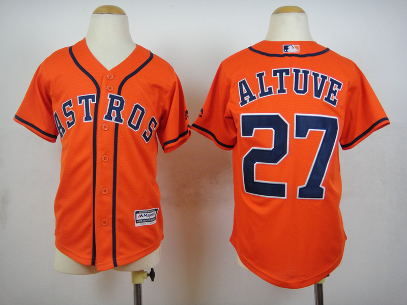 Astros 27 Jose Altuve Orange Youth New Cool Base Jersey