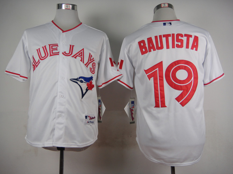Blue Jays 19 Jose Bautista White 2015 Cool Base Canada Day Jersey
