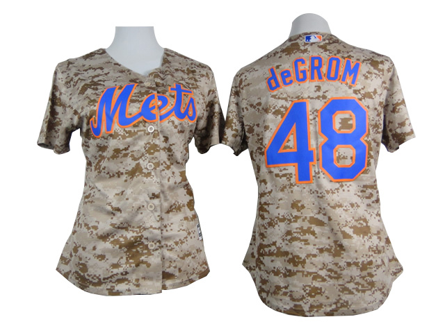 Mets 48 Jacob deGrom Camo Women New Cool Base Jersey