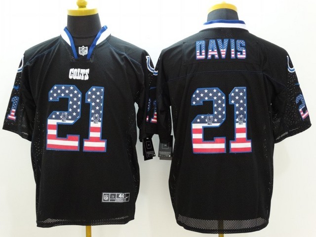 Nike Colts 21 Vontae Davis Black USA Flag Elite Jersey - Click Image to Close