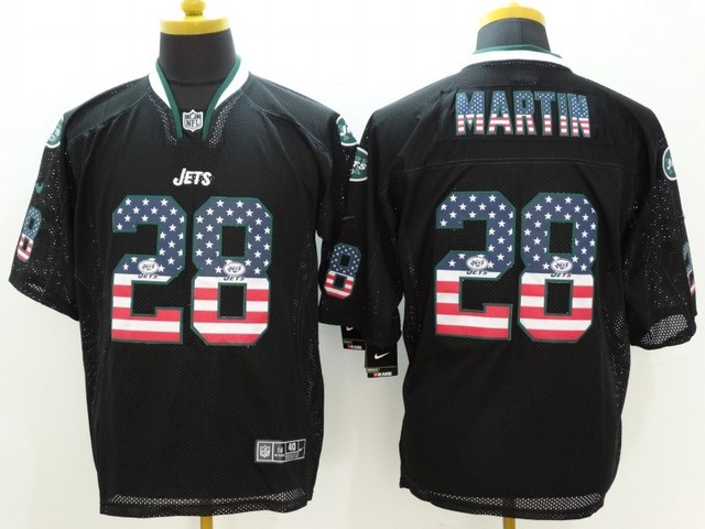 Nike Jets 28 Curtis Martin Black USA Flag Elite Jersey