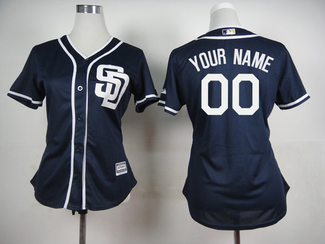 Padres Dark Blue Cutomized Women New Cool Base Jersey