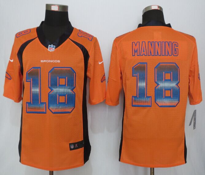Nike Broncos 18 Peyton Manning Orange Pro Line Fashion Strobe Jersey