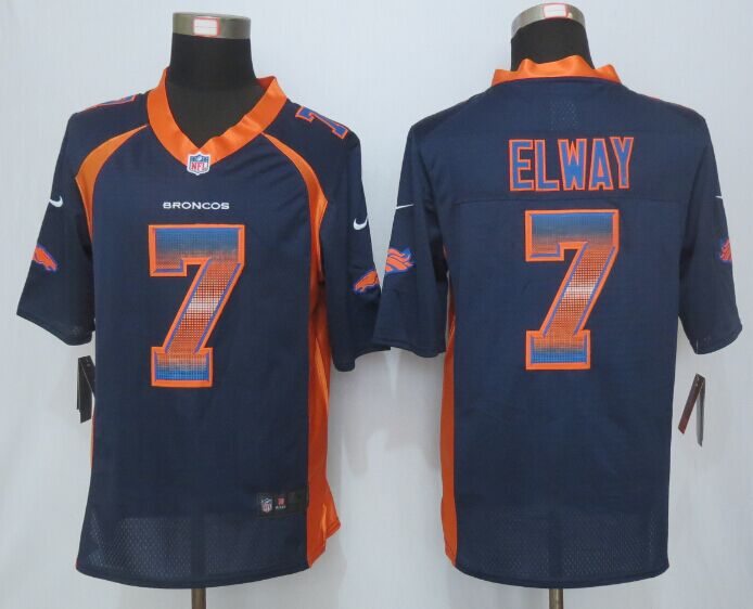 Nike Broncos 7 John Elway Blue Pro Line Fashion Strobe Jersey