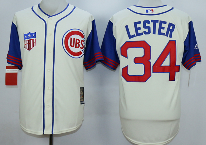 Cubs 34 Jon Lester Cream 1942 Turn Back The Clock Jersey - Click Image to Close