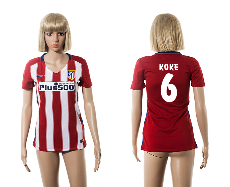 2015-16 Atletico Madrid 6 KOKE Home Women Jersey