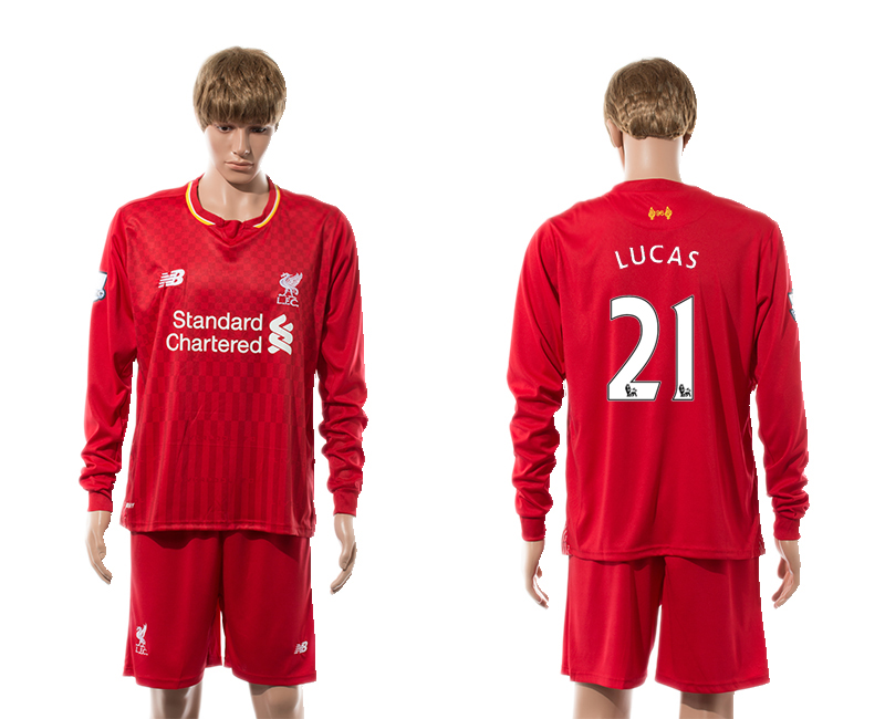 2015-16 Liverpool 21 LUCAS Home Long Sleeve Jersey