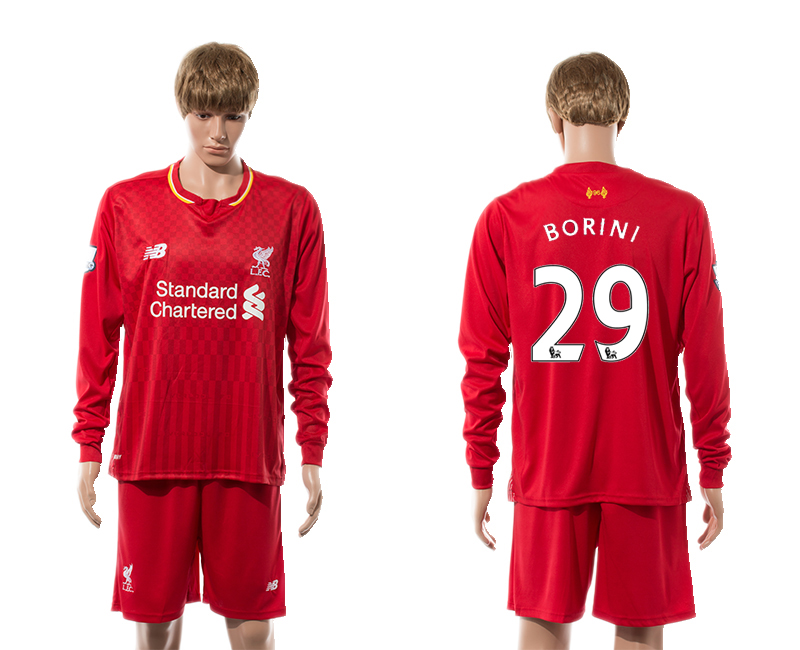 2015-16 Liverpool 29 BORINI Home Long Sleeve Jersey