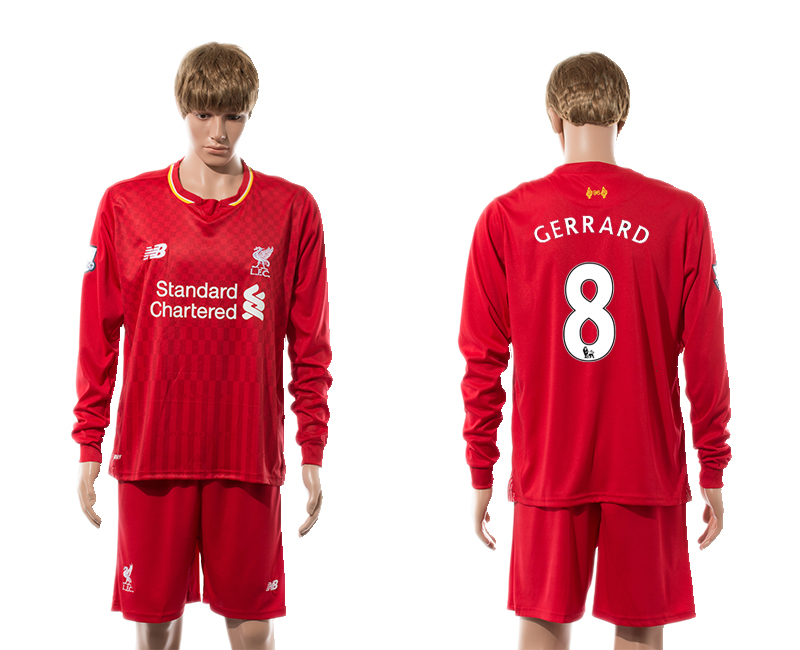 2015-16 Liverpool 8 GERRARD Home Long Sleeve Jersey