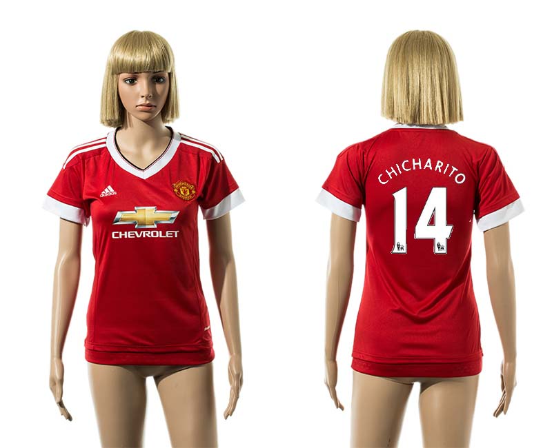 2015-16 Manchester United 14 CHICHARITO Home Women Jersey
