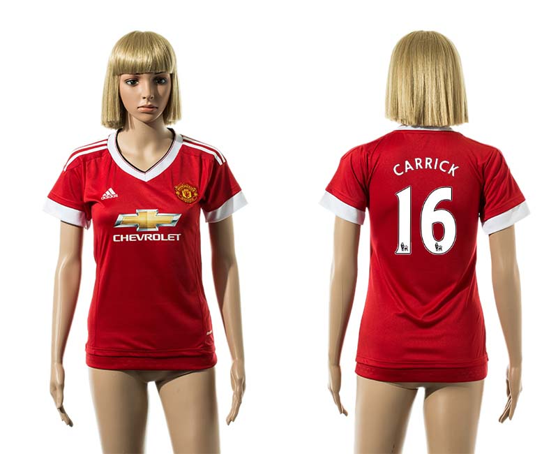 2015-16 Manchester United 16 CARRICK Home Women Jersey