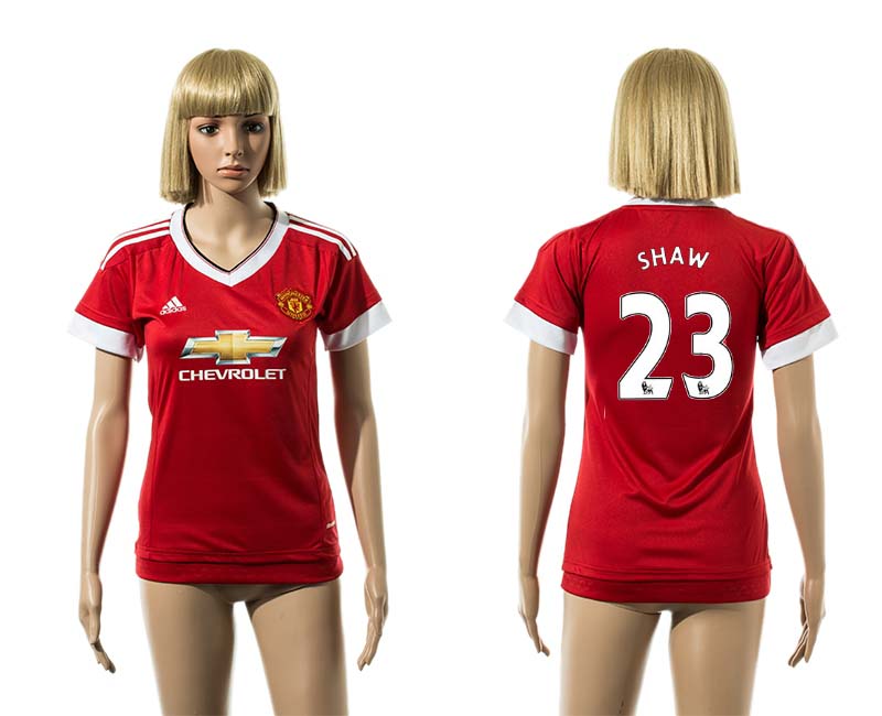 2015-16 Manchester United 23 SHAW Home Women Jersey