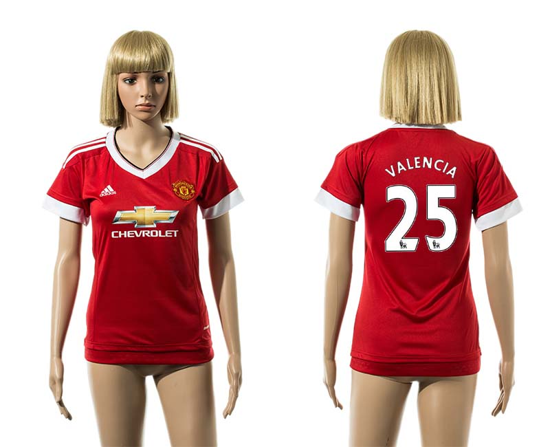 2015-16 Manchester United 25 VALENCIA Home Women Jersey