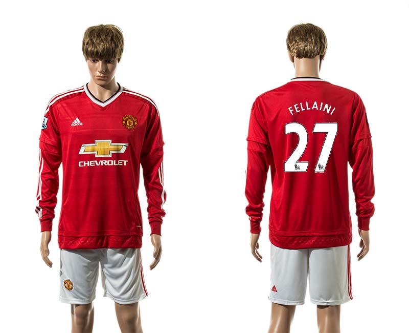 2015-16 Manchester United 27 FELLAINI Home Long Sleeve Jersey