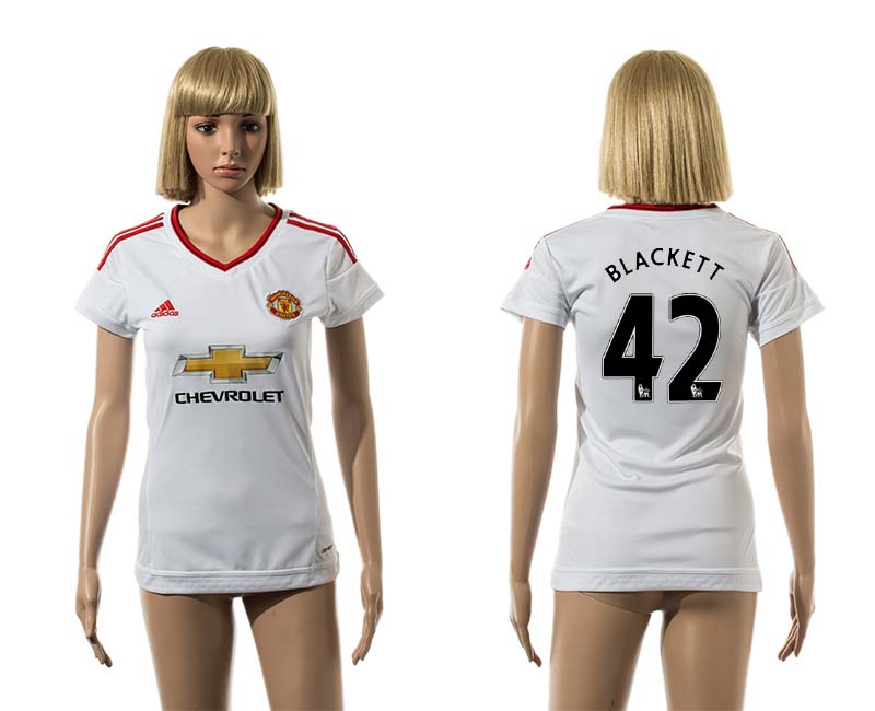 2015-16 Manchester United 42 BLACKETT Away Women Jersey