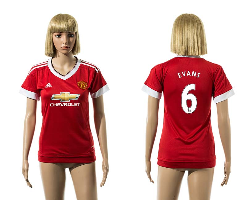2015-16 Manchester United 6 EVANS Home Women Jersey