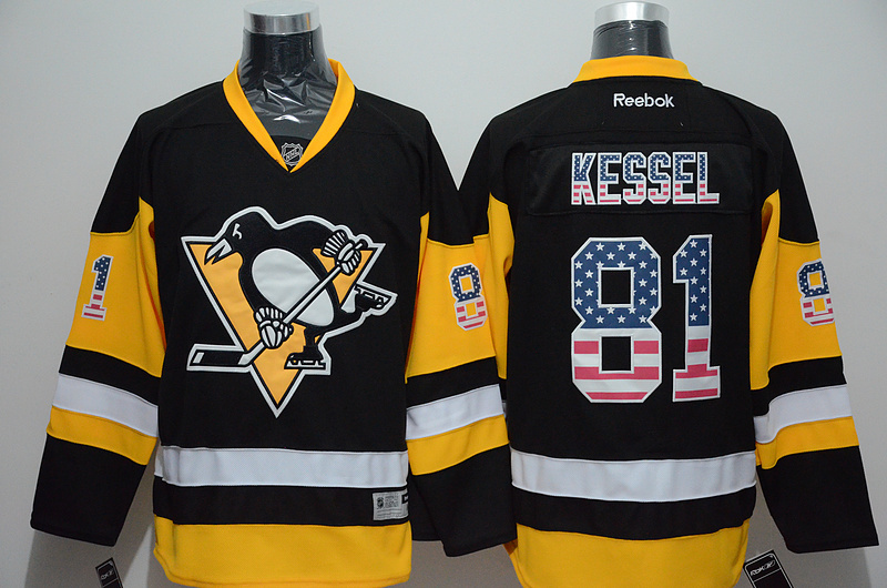 Penguins 81 Phil Kessel Black US Flag Reebok Jersey - Click Image to Close