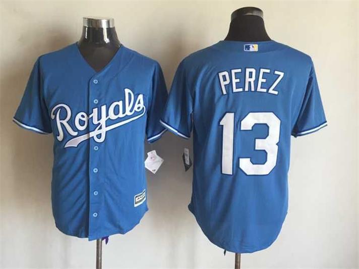 Royals 13 Salvador Perez Blue New Cool Base Jersey