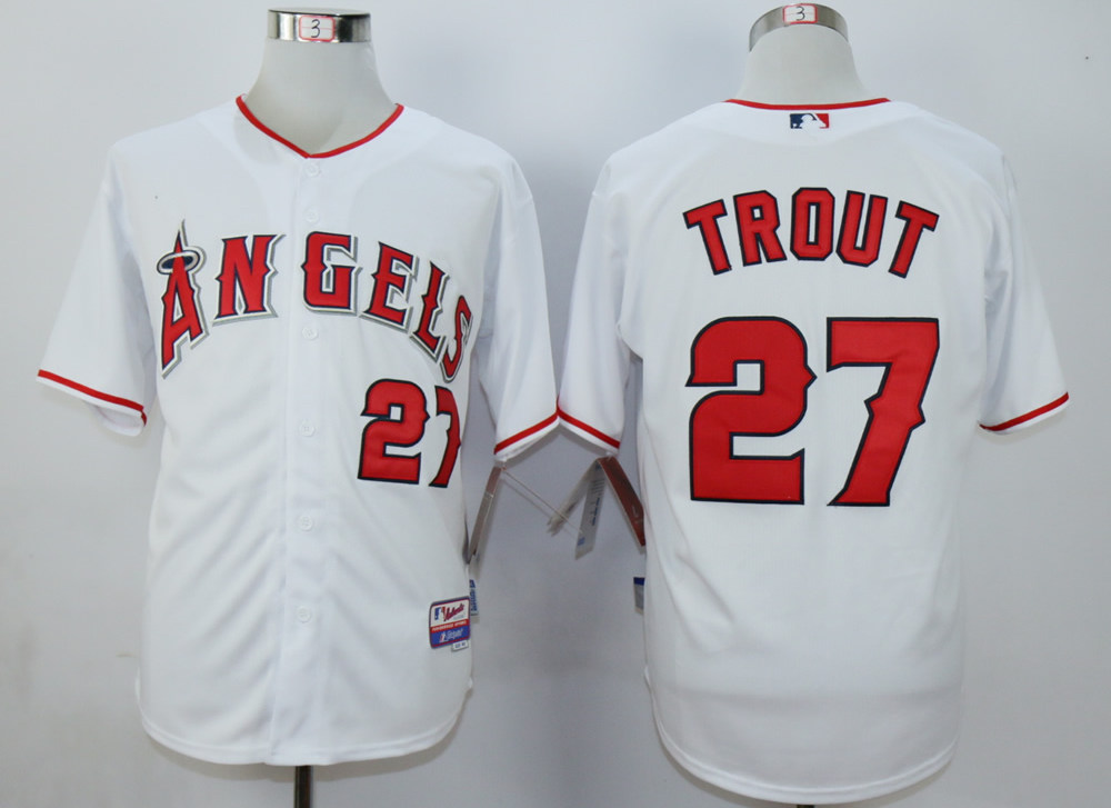 Angels 27 Mike Trout White Cool Base Jersey