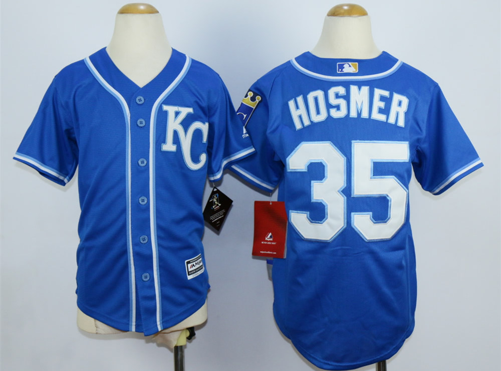 Royals 35 Eric Hosmer Blue Youth New Cool Base Jersey