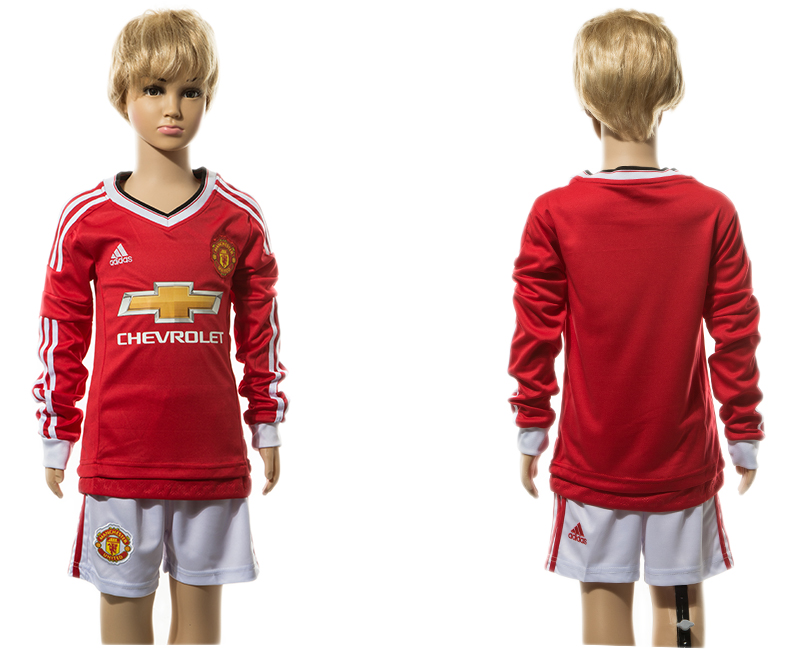 2015-16 Manchester United Home Long Sleeve Youth Jersey