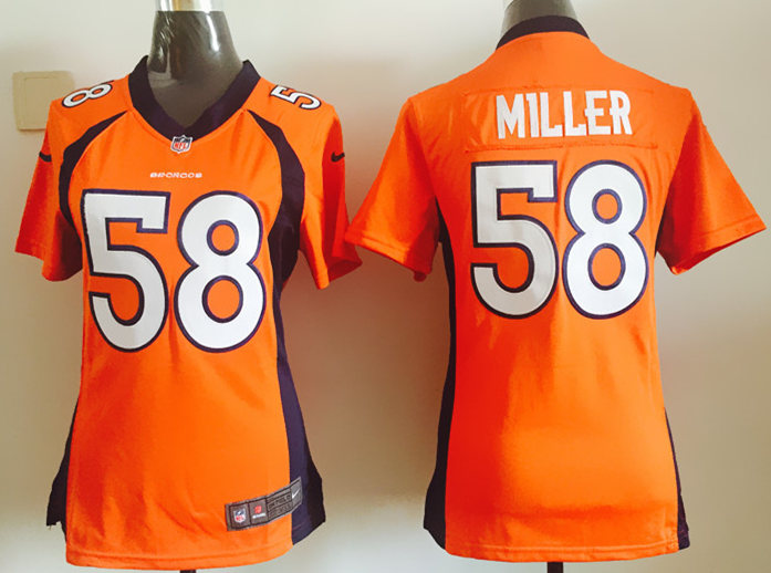 Nike Broncos 58 Von Miller Orange Women Game Jersey