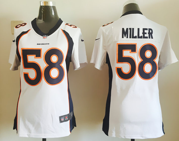 Nike Broncos 58 Von Miller White Women Game Jersey