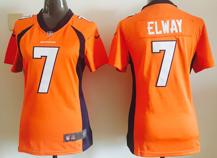 Nike Broncos 7 John Elway Orange Women Game Jersey