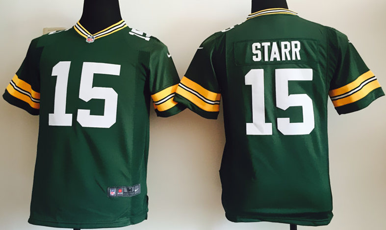 Nike Packers 15 Bart Starr Green Youth Game Jersey - Click Image to Close
