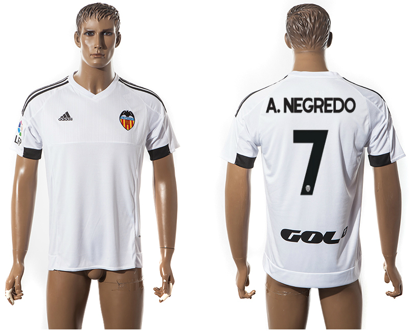 2015-16 Valencia 7 A.NEGREDO Home Thailand Jersey