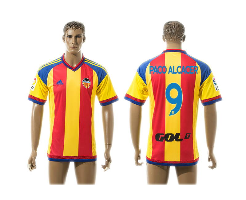 2015-16 Valencia 9 PACO ALCACER Away Thailand Jersey