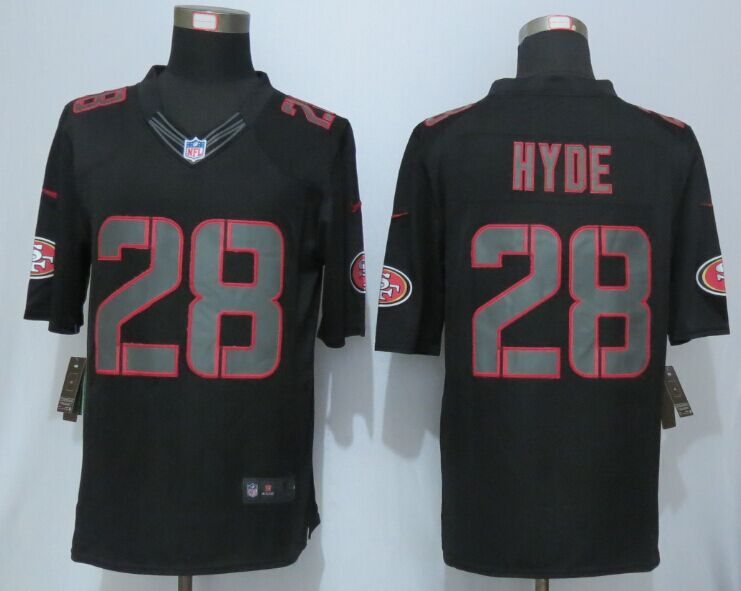 Nike 49ers 28 Carlos Hyde Black Impact Limited Jersey