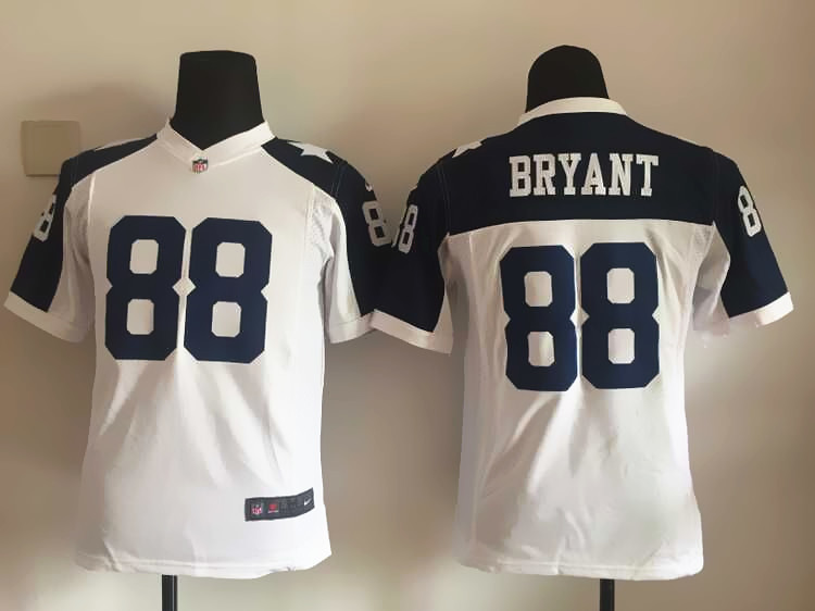Nike Cowboys 88 Dez Bryant White Throwback Youth Game Jersey