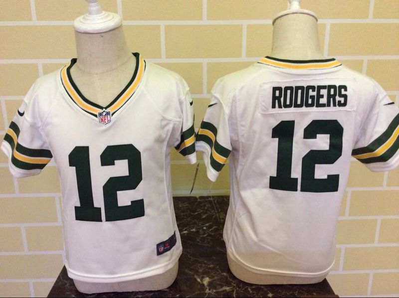 Nike Packers 12 Aaron Rodgers White Toddler Game Jersey - Click Image to Close
