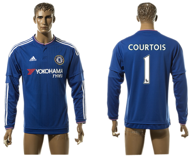 2015-16 Chelsea 1 COURTOIS Home Long Sleeve Thailand Jersey