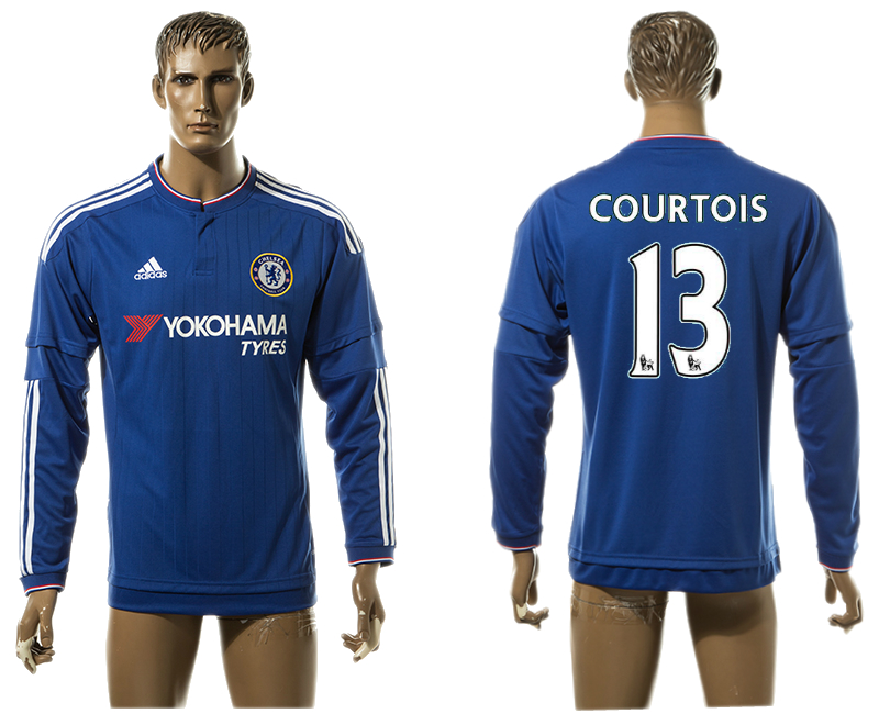 2015-16 Chelsea 13 COURTOIS Home Long Sleeve Thailand Jersey