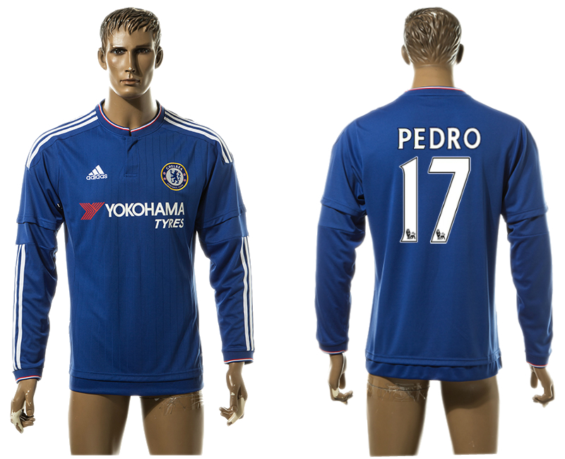 2015-16 Chelsea 17 PEDRO Home Long Sleeve Thailand Jersey