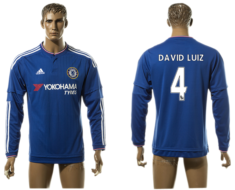 2015-16 Chelsea 4 DAVID LUIZ Home Long Sleeve Thailand Jersey