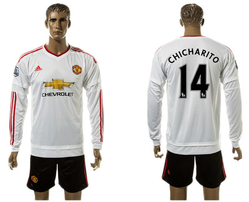 2015-16 Manchester United 14 CHICHARITO Away Long Sleeve Jersey